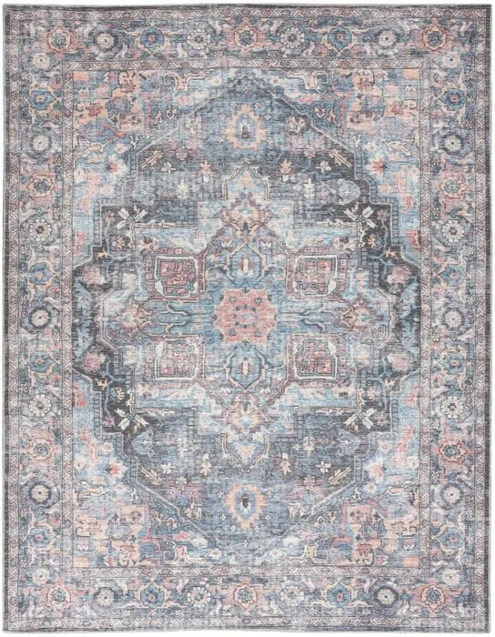 Nicole Curtis Machine Washable Series 1 SR101 Light Blue/Multi Rug - Rug & Home