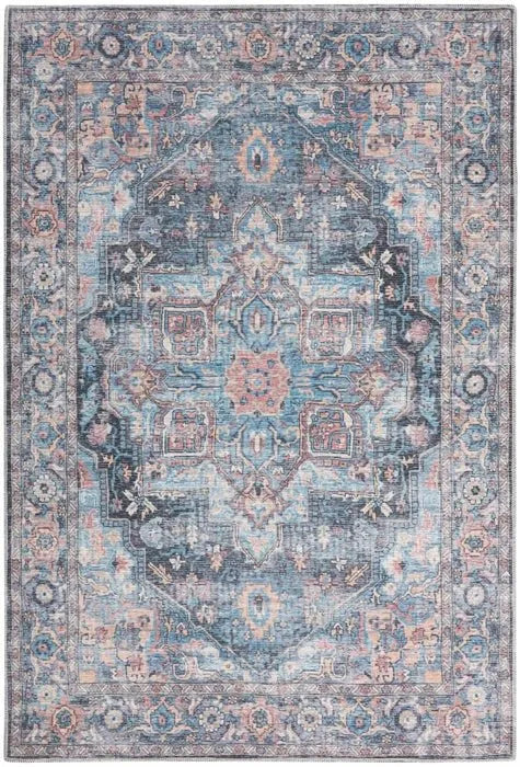 Nicole Curtis Machine Washable Series 1 SR101 Light Blue/Multi Rug - Rug & Home