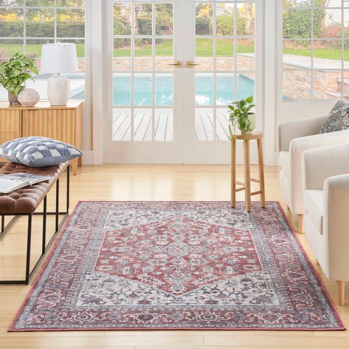 Nicole Curtis Machine Washable Series 1 SR104 Brick/Ivory Rug - Rug & Home