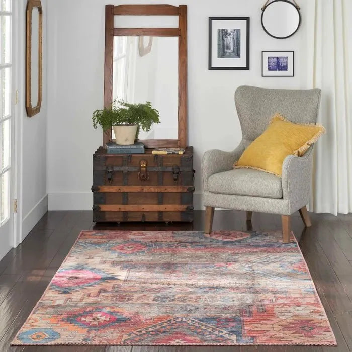 Nicole Curtis Machine Washable Traditional Boho Grey 4' x 6' Area Rug, (4'  x 6')