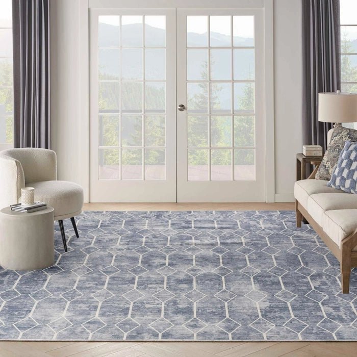 Nicole Curtis Machine Washable Series 1 SR107 Blue Rug - Rug & Home