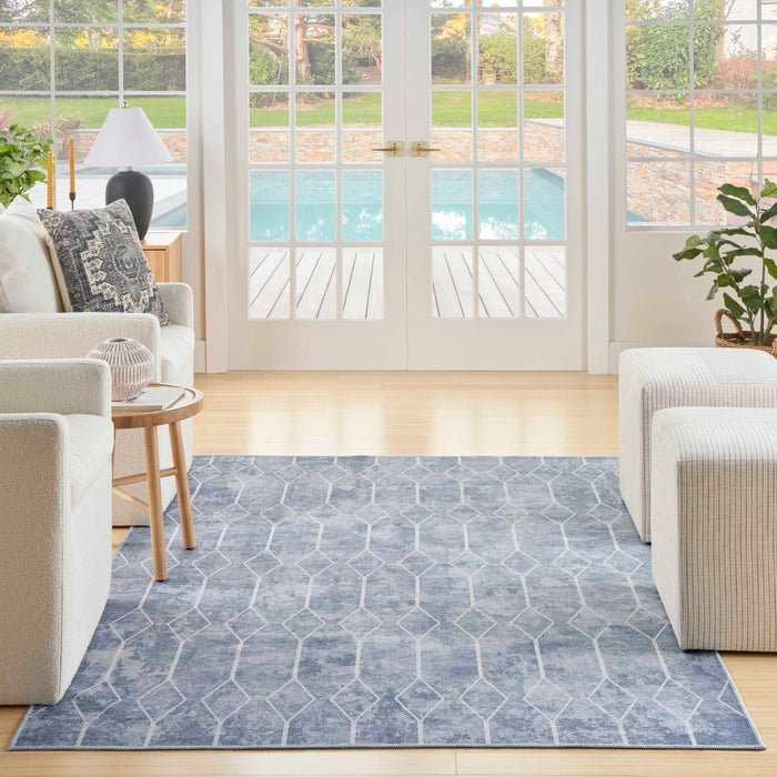 Nicole Curtis Machine Washable Series 1 SR107 Blue Rug - Rug & Home