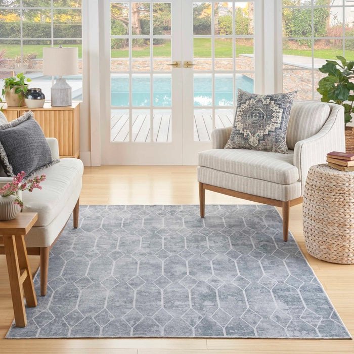 Nicole Curtis Machine Washable Series 1 SR107 Blue/Grey Rug - Rug & Home