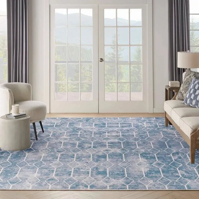 Nicole Curtis Machine Washable Series 1 SR107 Blue/Grey Rug - Rug & Home