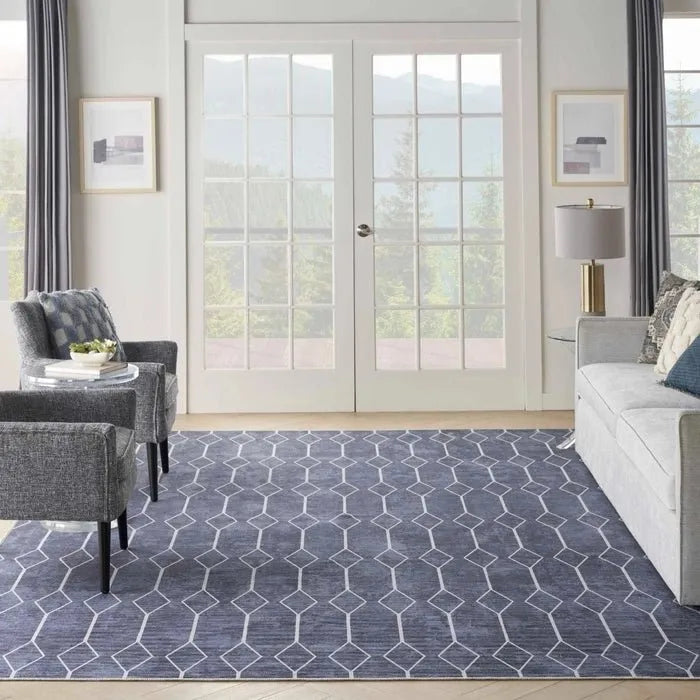 Nicole Curtis Machine Washable Series 1 SR107 Navy Rug - Rug & Home