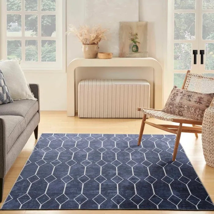 Nicole Curtis Machine Washable Series 1 SR107 Navy Rug - Rug & Home