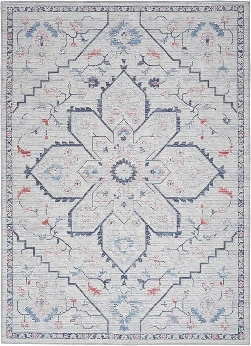 Nicole Curtis Machine Washable Series 1 SR110 Ivory/Blue Rug - Rug & Home