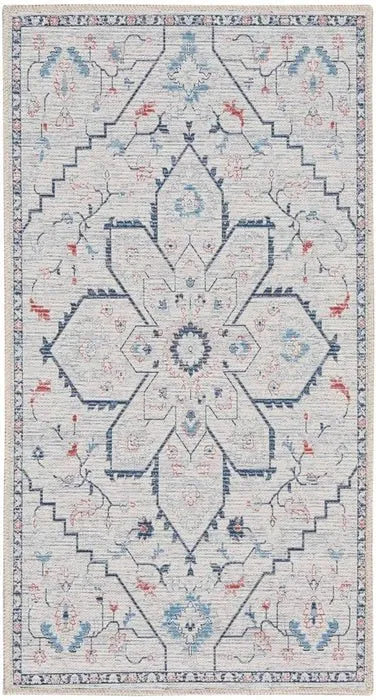 Nicole Curtis Machine Washable Series 1 SR110 Ivory/Blue Rug - Rug & Home