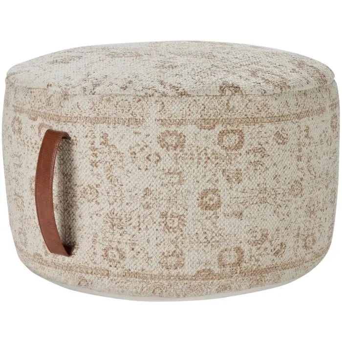 Nicole Curtis Pillow VJ019 Ivory/Beige Pouf - Rug & Home