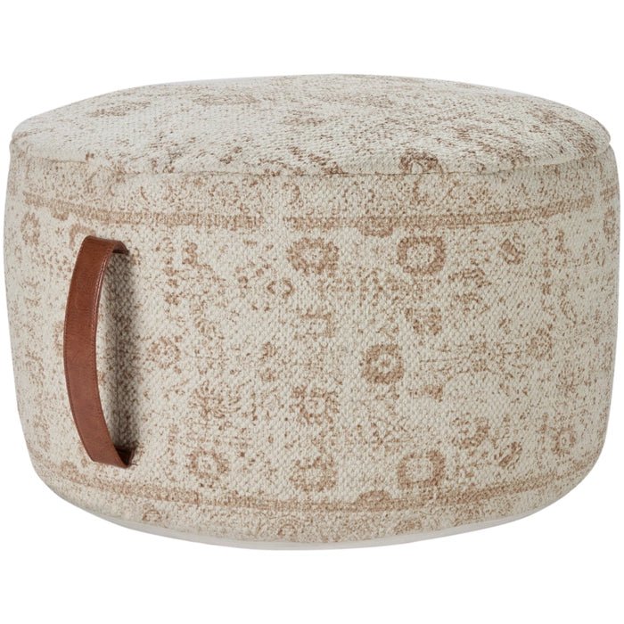 Nicole Curtis Pillow VJ019 Ivory/Beige Pouf - Rug & Home