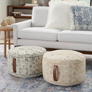 Nicole Curtis Pillow VJ019 Ivory/Beige Pouf - Rug & Home