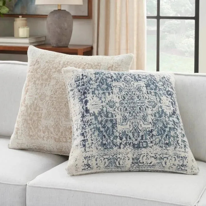 Nicole Curtis Pillow VJ020 Ivory Navy Pillow
