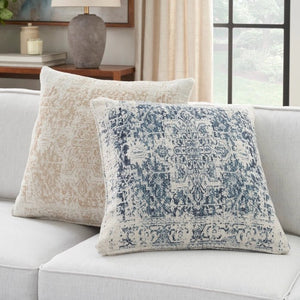 Nicole Curtis Pillow VJ020 Ivory Navy Pillow - Rug & Home