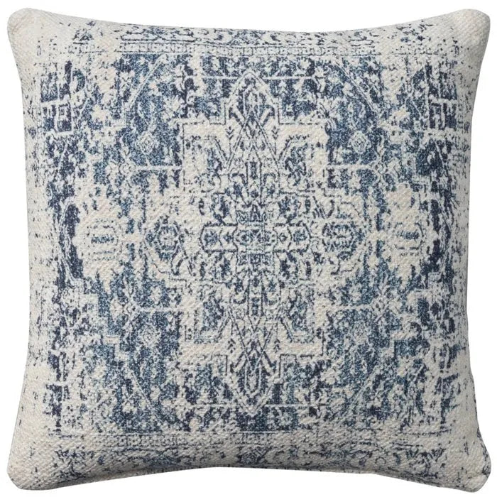 Nicole Curtis Pillow VJ020 Ivory Navy Pillow - Rug & Home