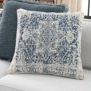 Nicole Curtis Pillow VJ020 Ivory Navy Pillow - Rug & Home