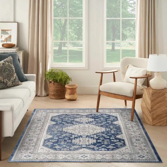 Nicole Curtis Series 4 SR403 Grey/Navy Rug - Rug & Home