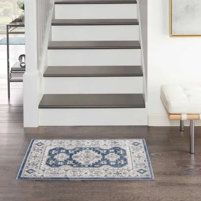 Nicole Curtis Series 4 SR403 Grey/Navy Rug - Rug & Home