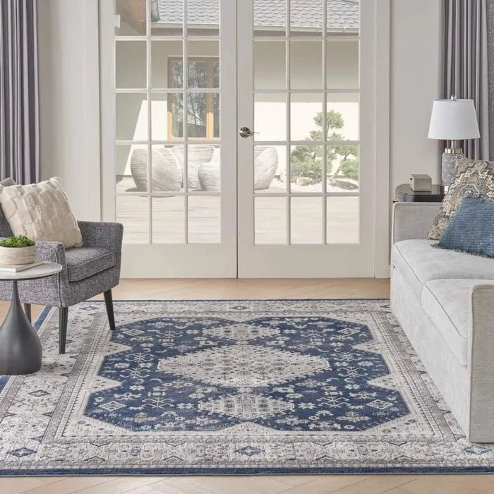 Nicole Curtis Series 4 SR403 Grey/Navy Rug - Rug & Home