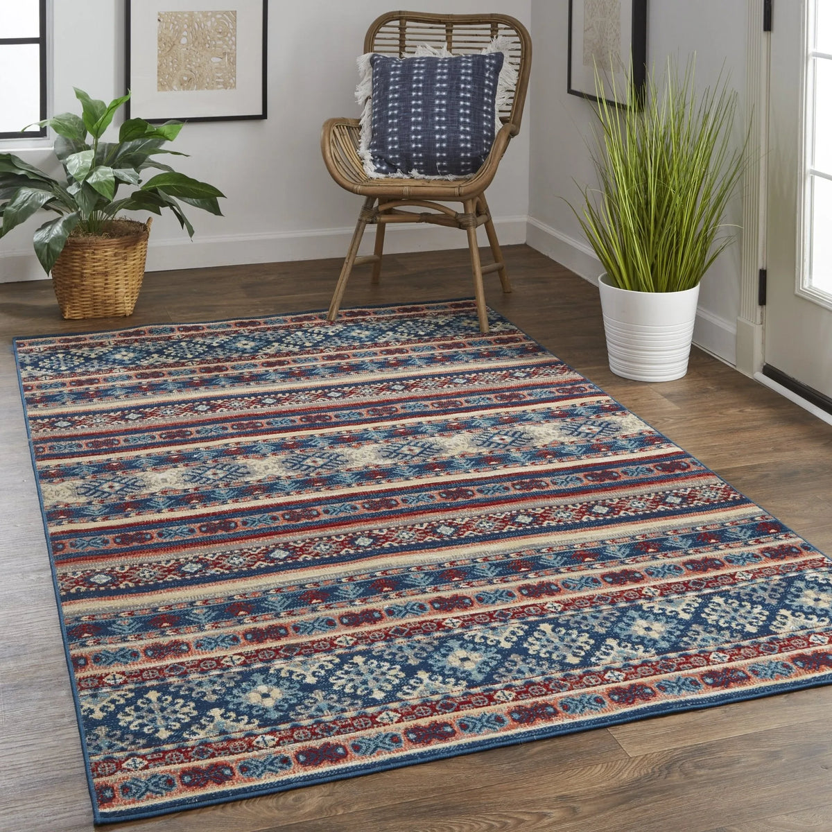 Nolan 39Atf Blue/Rust Rug - Rug & Home