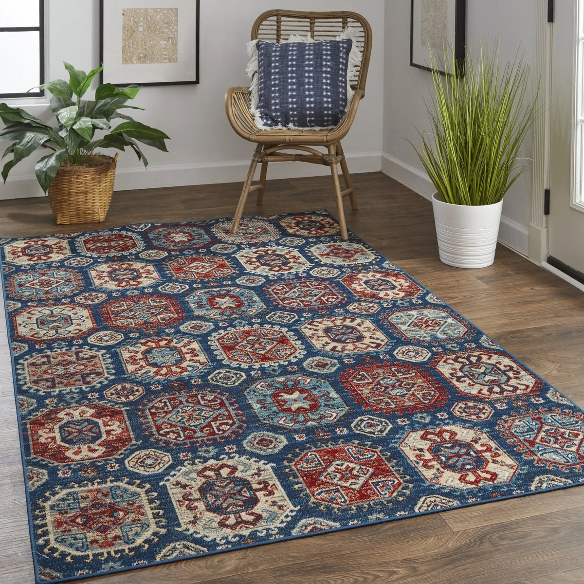 Nolan 39Cef Blue/Red Rug - Rug & Home