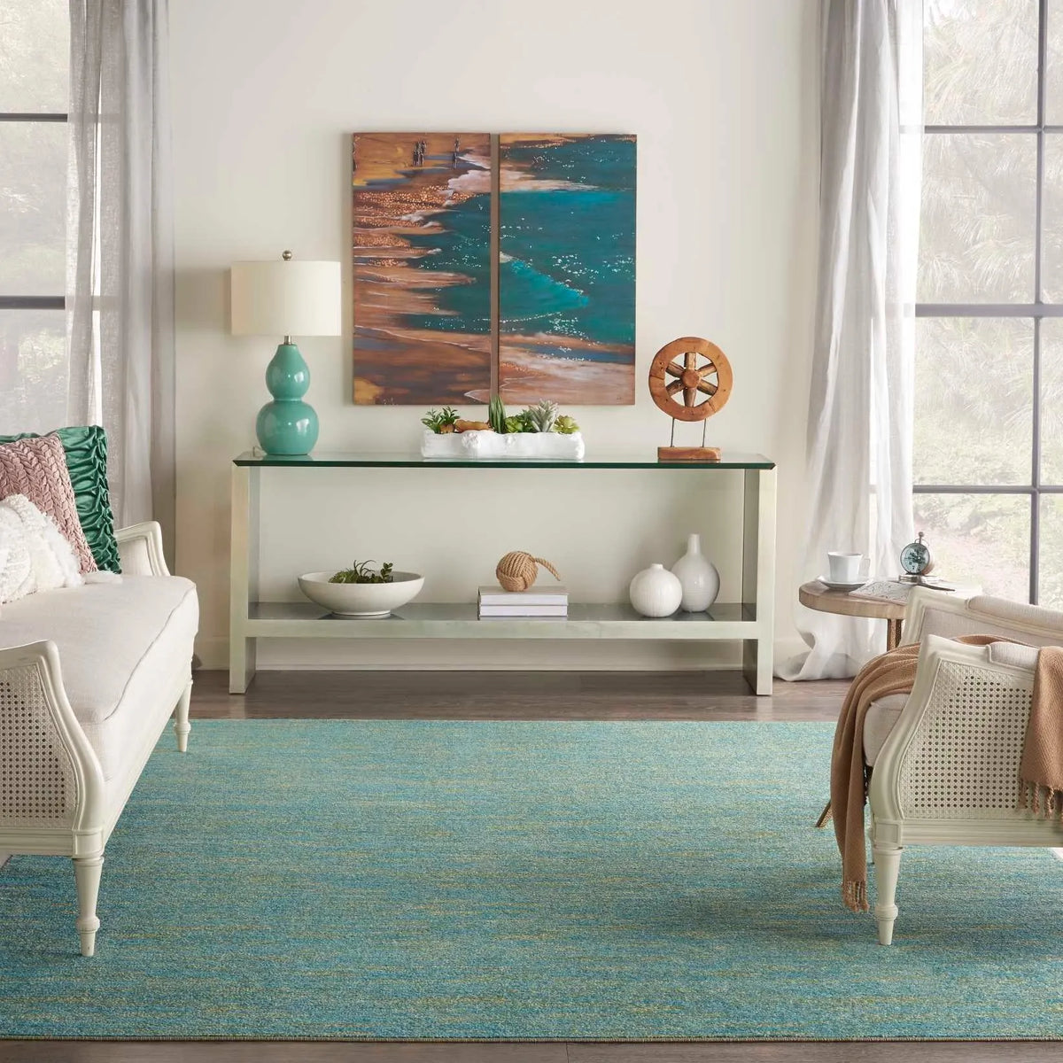 Nourison Essentials Nre01 Blue Green Rug - Rug & Home