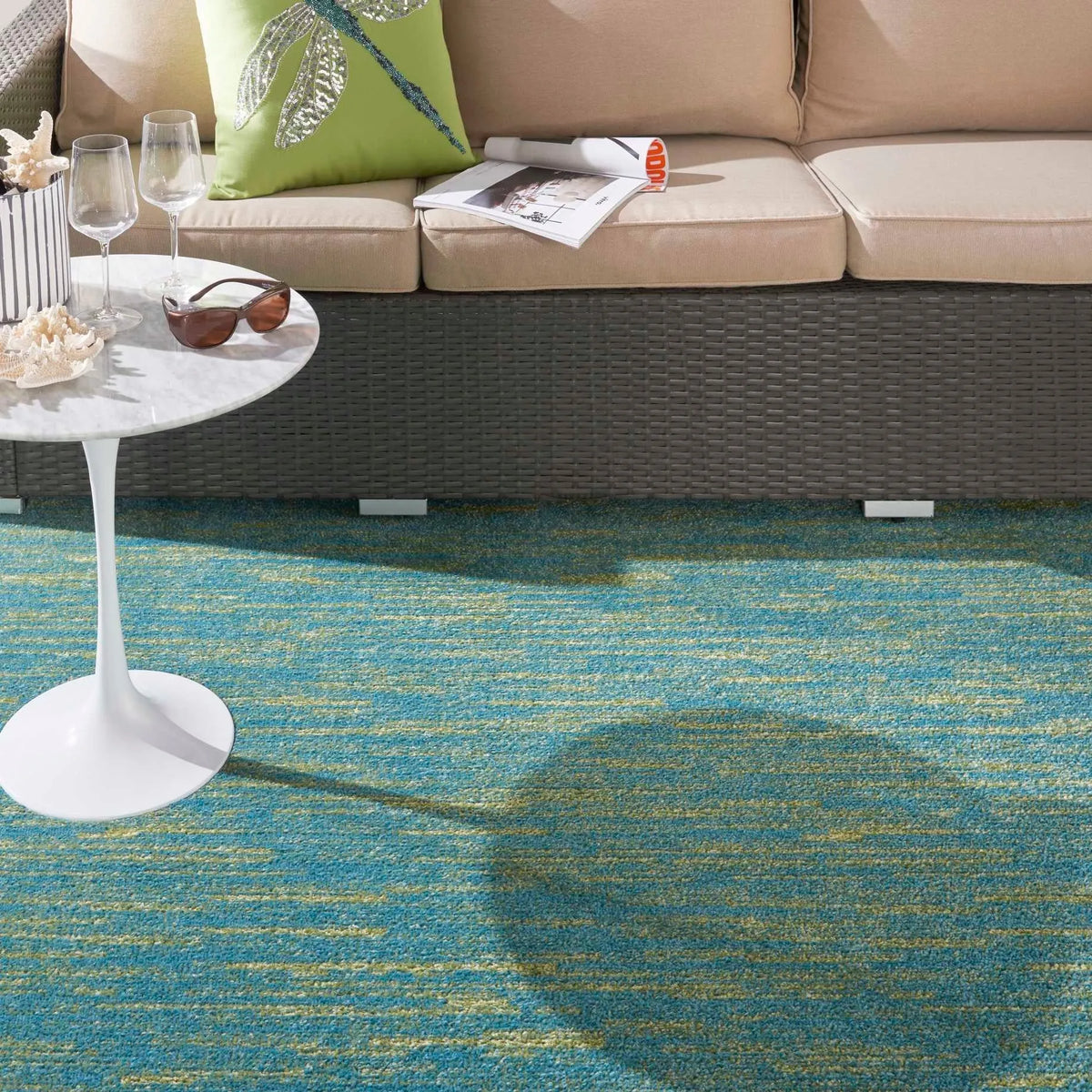 Nourison Essentials Nre01 Blue Green Rug - Rug & Home