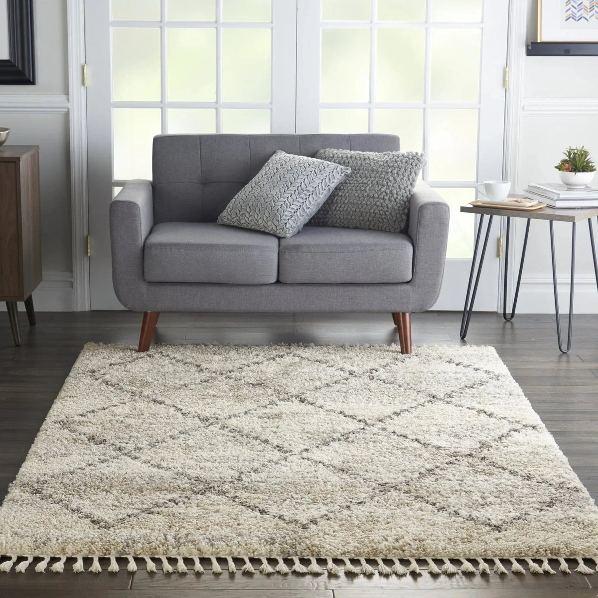 Oslo Shag OSL01 Ivory/Grey Rug