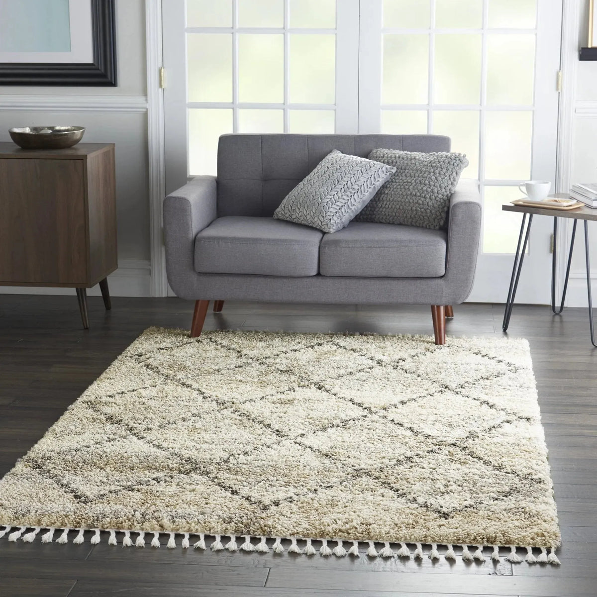 Oslo Shag OSL01 Ivory/Grey Rug