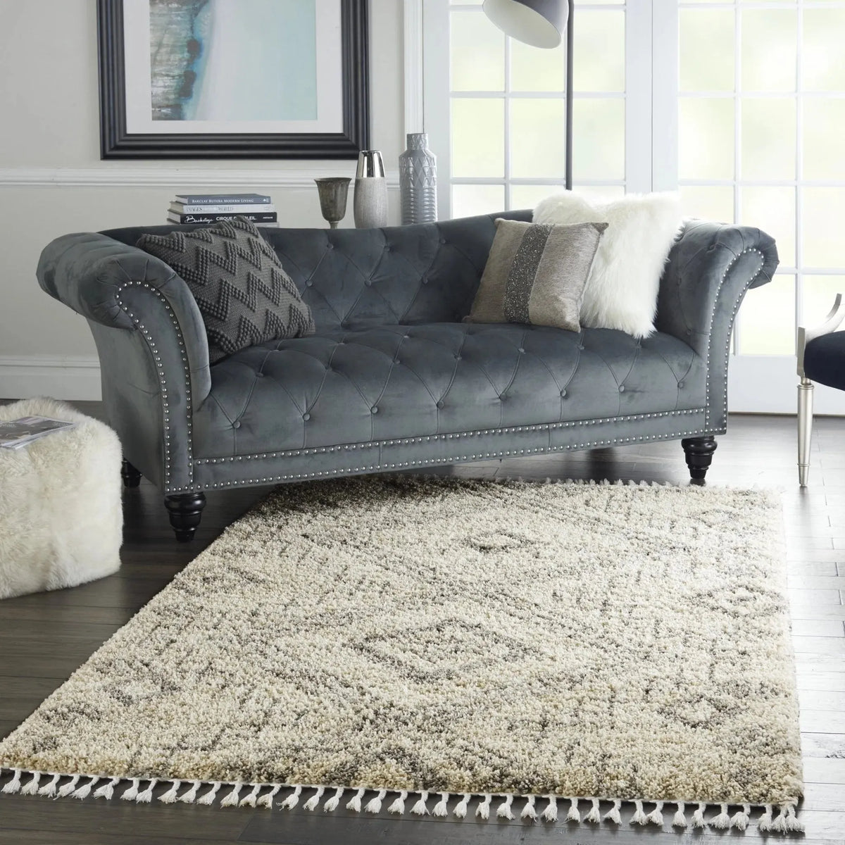 Oslo Shag OSL02 Ivory/Grey Rug