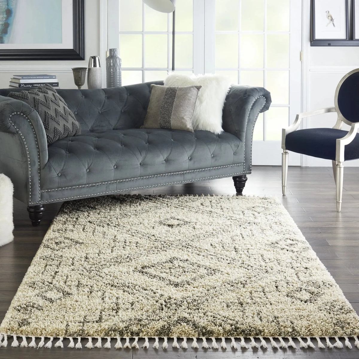 Oslo Shag OSL02 Ivory/Grey Rug