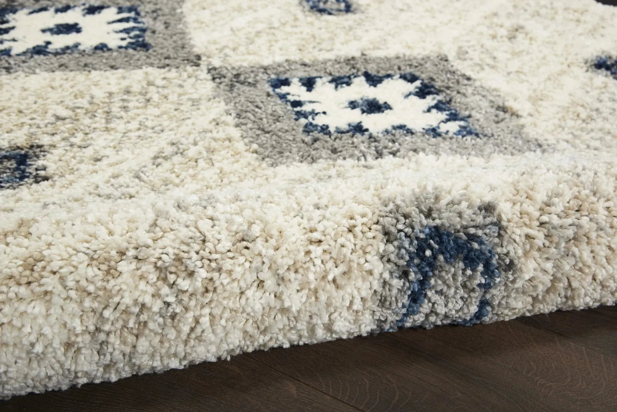 Oslo Shag OSL03 Ivory/Blue Rug