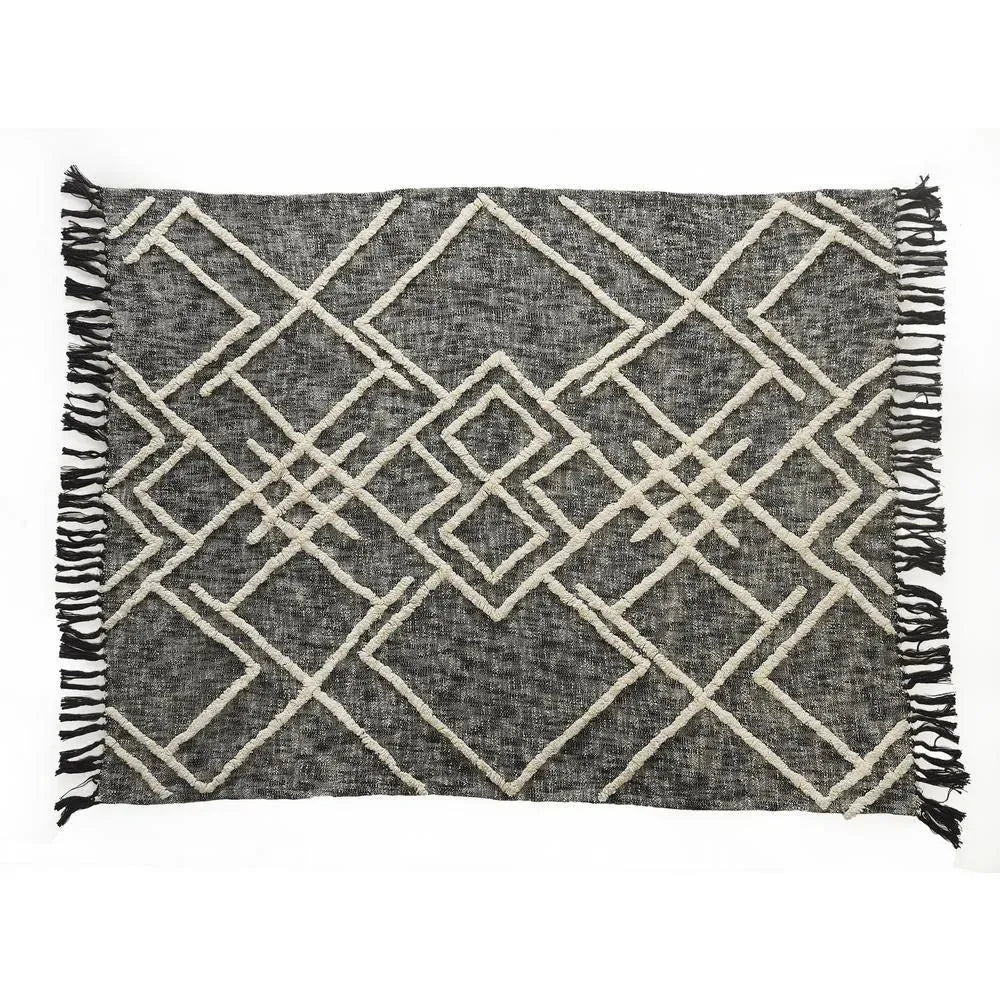 Overtufted Geometric Black and White LR80166 Throw Blanket
