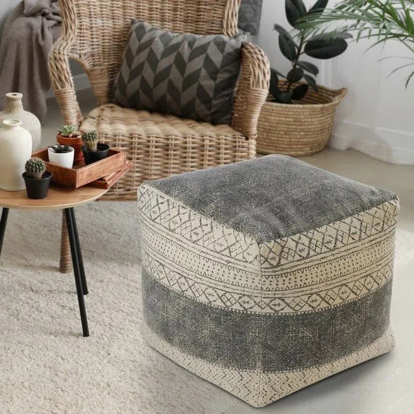 Pacifica 99771BLK Black Pouf - Rug & Home