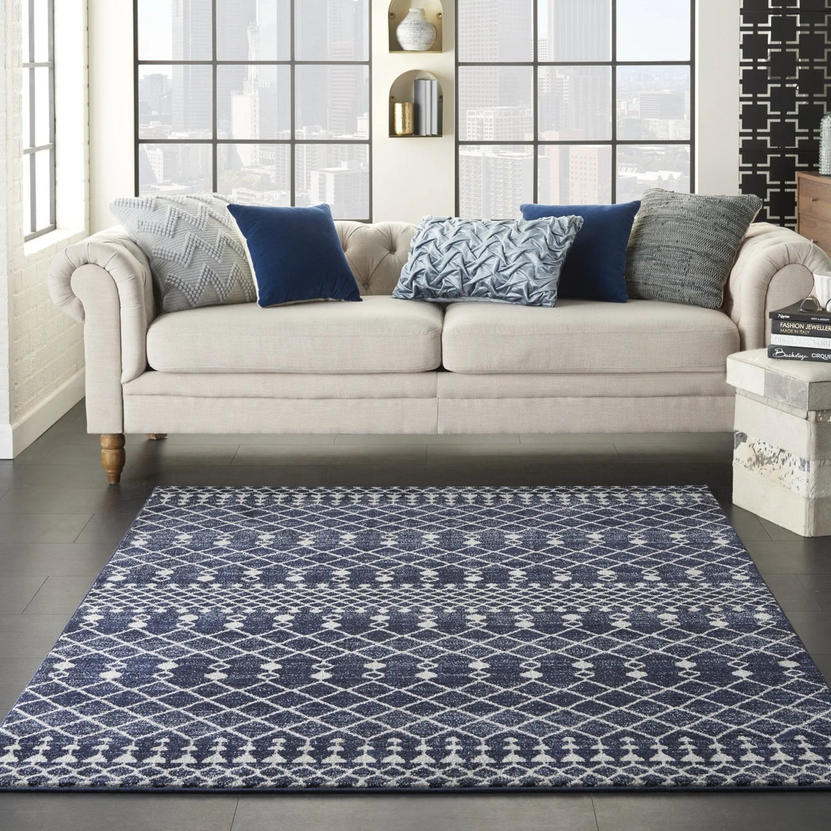 Palermo PMR03 Navy/Grey Rug - Rug & Home