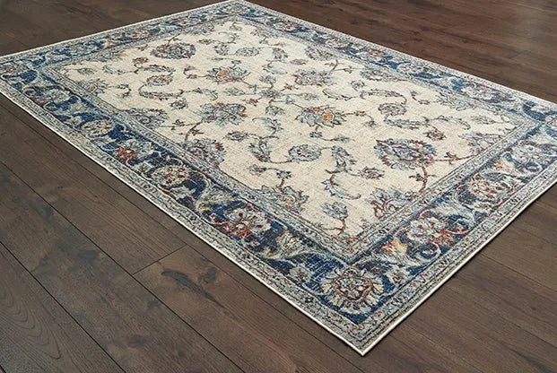 Pandora 1802E Ivory Blue Rug - Rug & Home