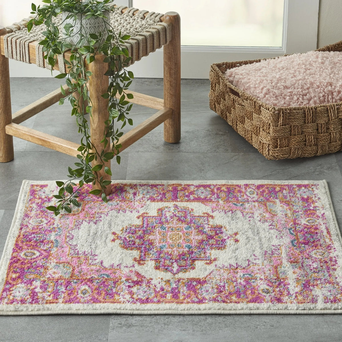 Passion Psn03 Ivory Fuchsia Rug - Rug & Home