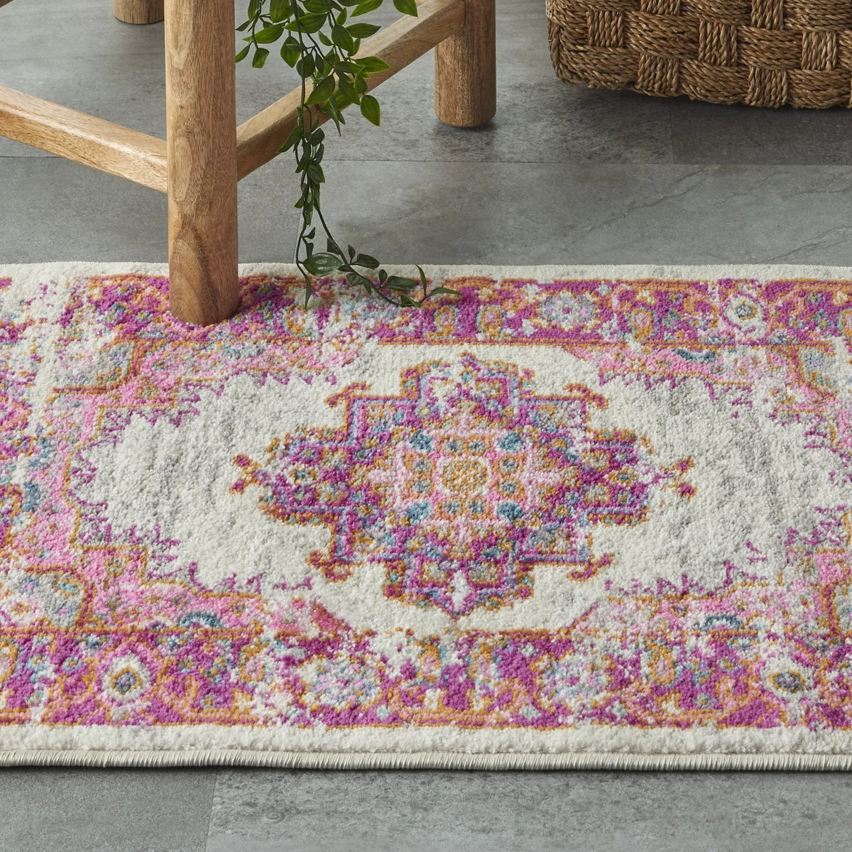 Passion Psn03 Ivory Fuchsia Rug - Rug & Home