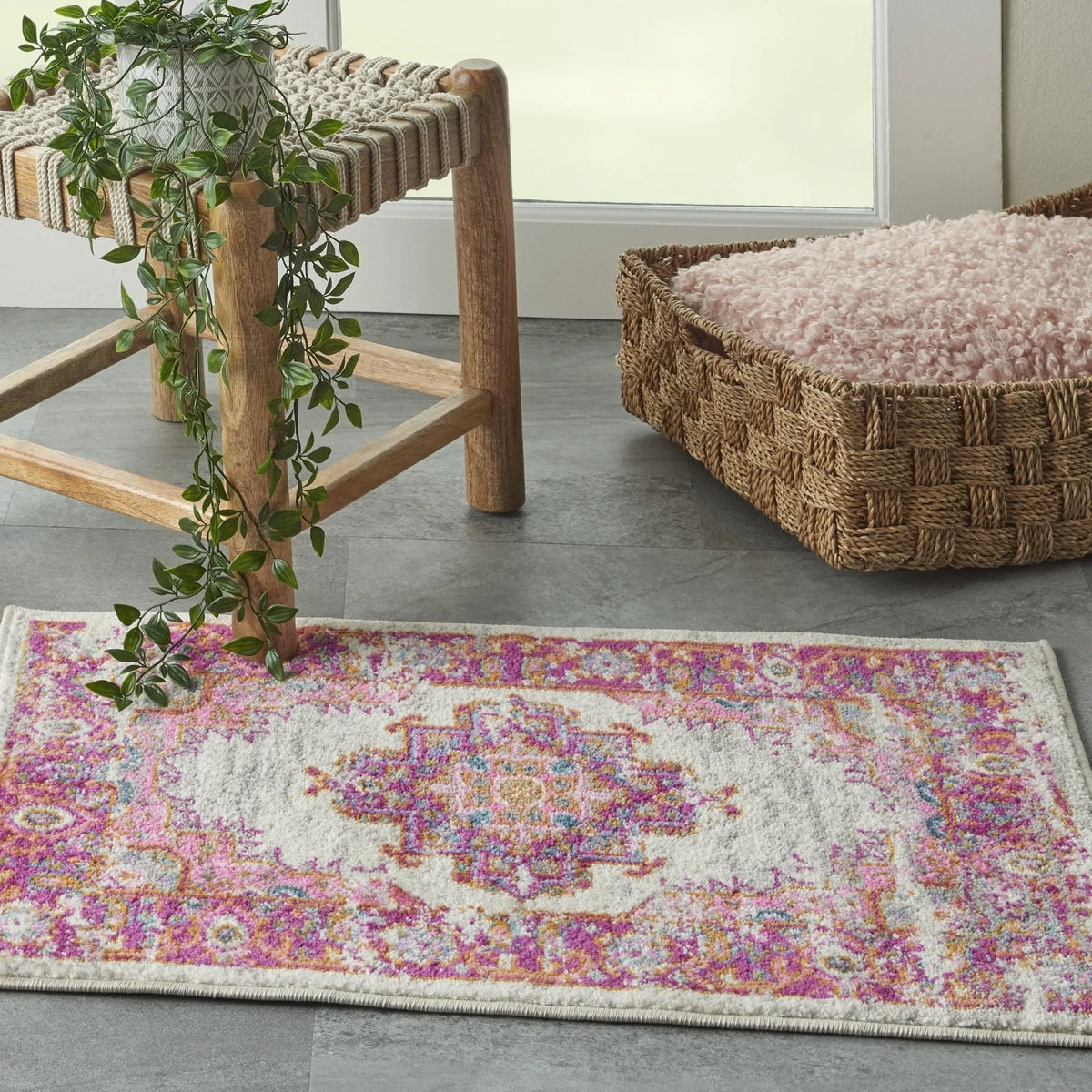 Passion Psn03 Ivory Fuchsia Rug - Rug & Home