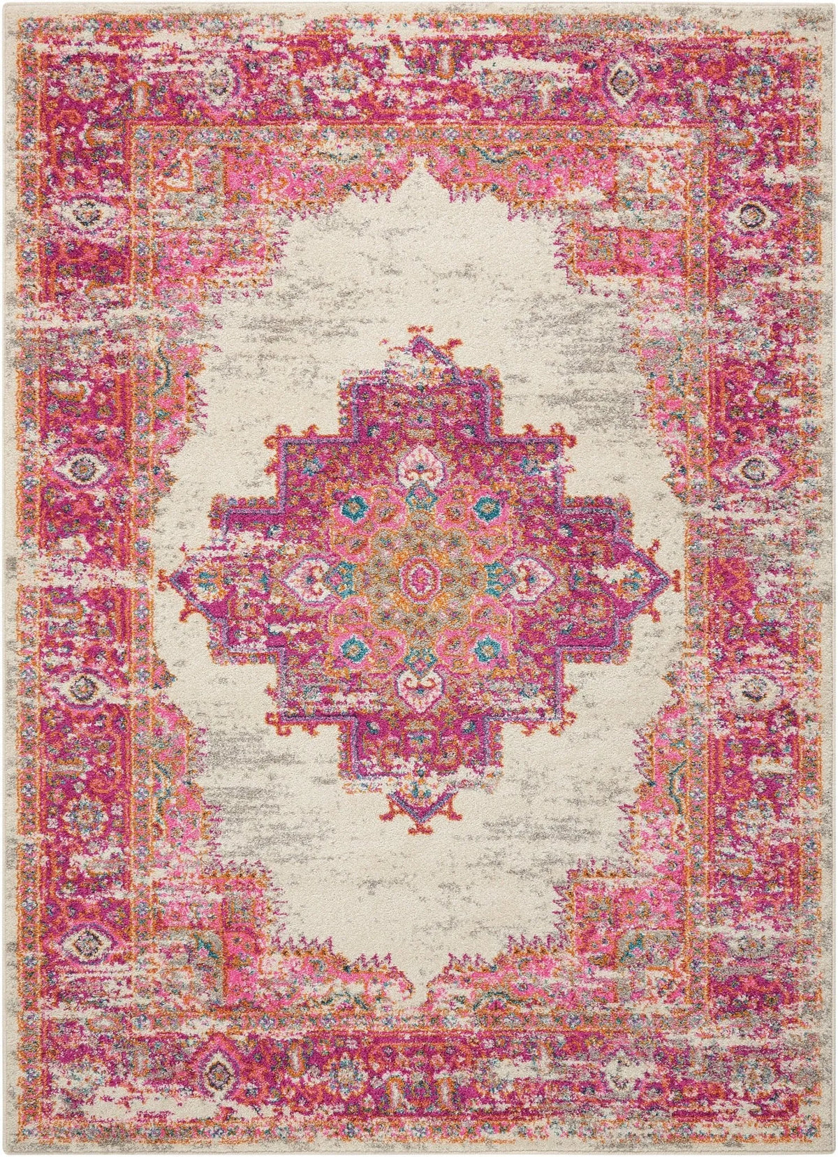 Passion Psn03 Ivory Fuchsia Rug - Rug & Home