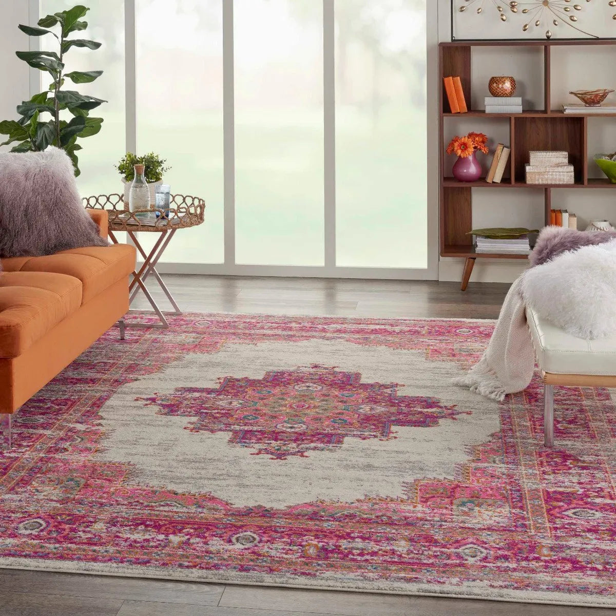 Passion Psn03 Ivory Fuchsia Rug - Rug & Home