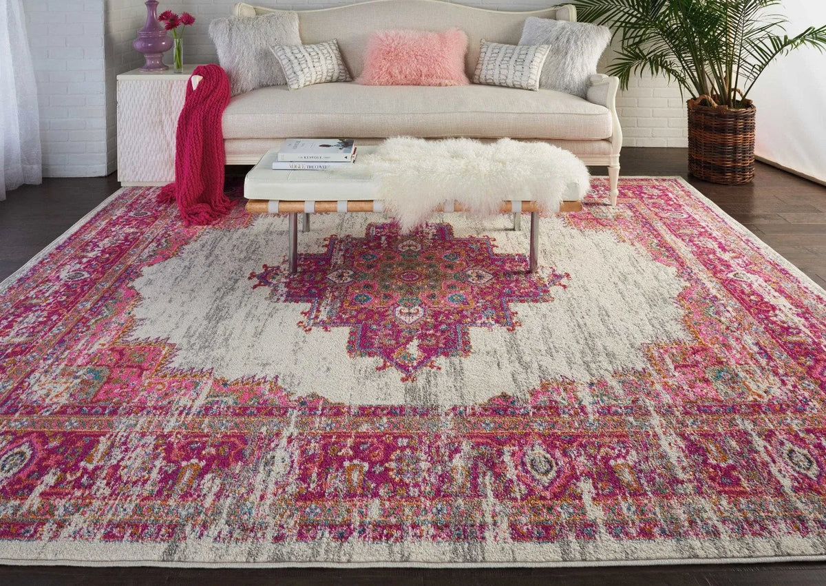 Passion Psn03 Ivory Fuchsia Rug - Rug & Home