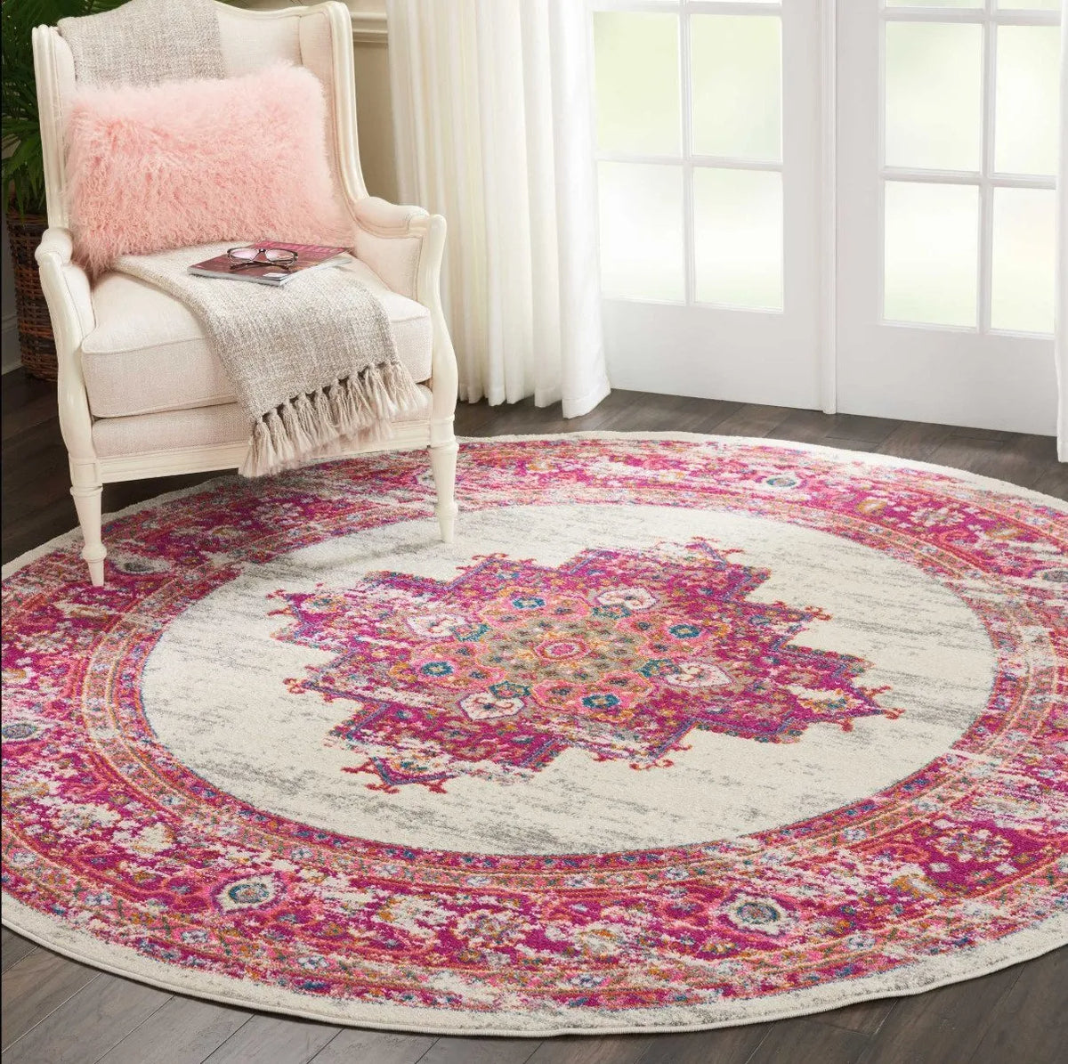 Passion Psn03 Ivory Fuchsia Rug - Rug & Home