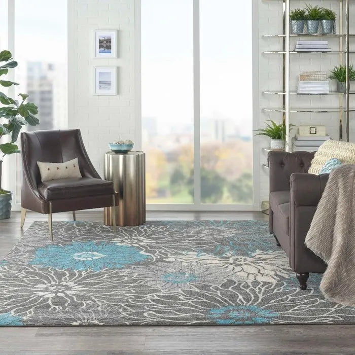 Passion PSN17 Charcoal/Blue Rug - Rug & Home