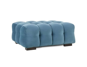 Petra Velvet Rectangular Ottoman Blue - Rug & Home