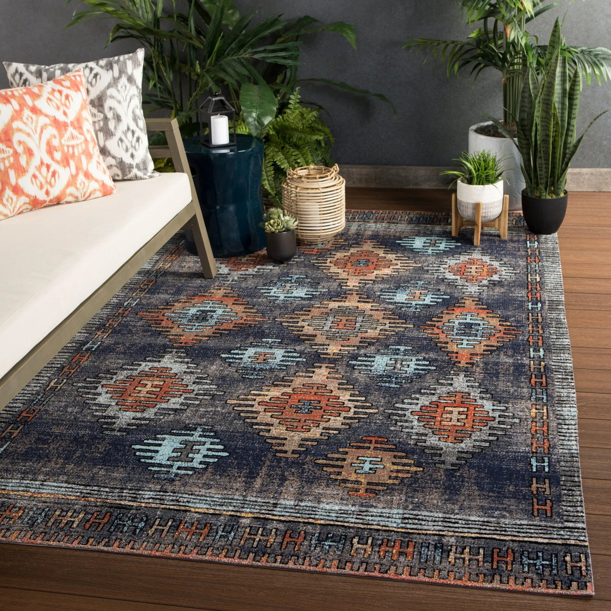 Polaris Pol18 Dez Blue/Orange Rug - Rug & Home