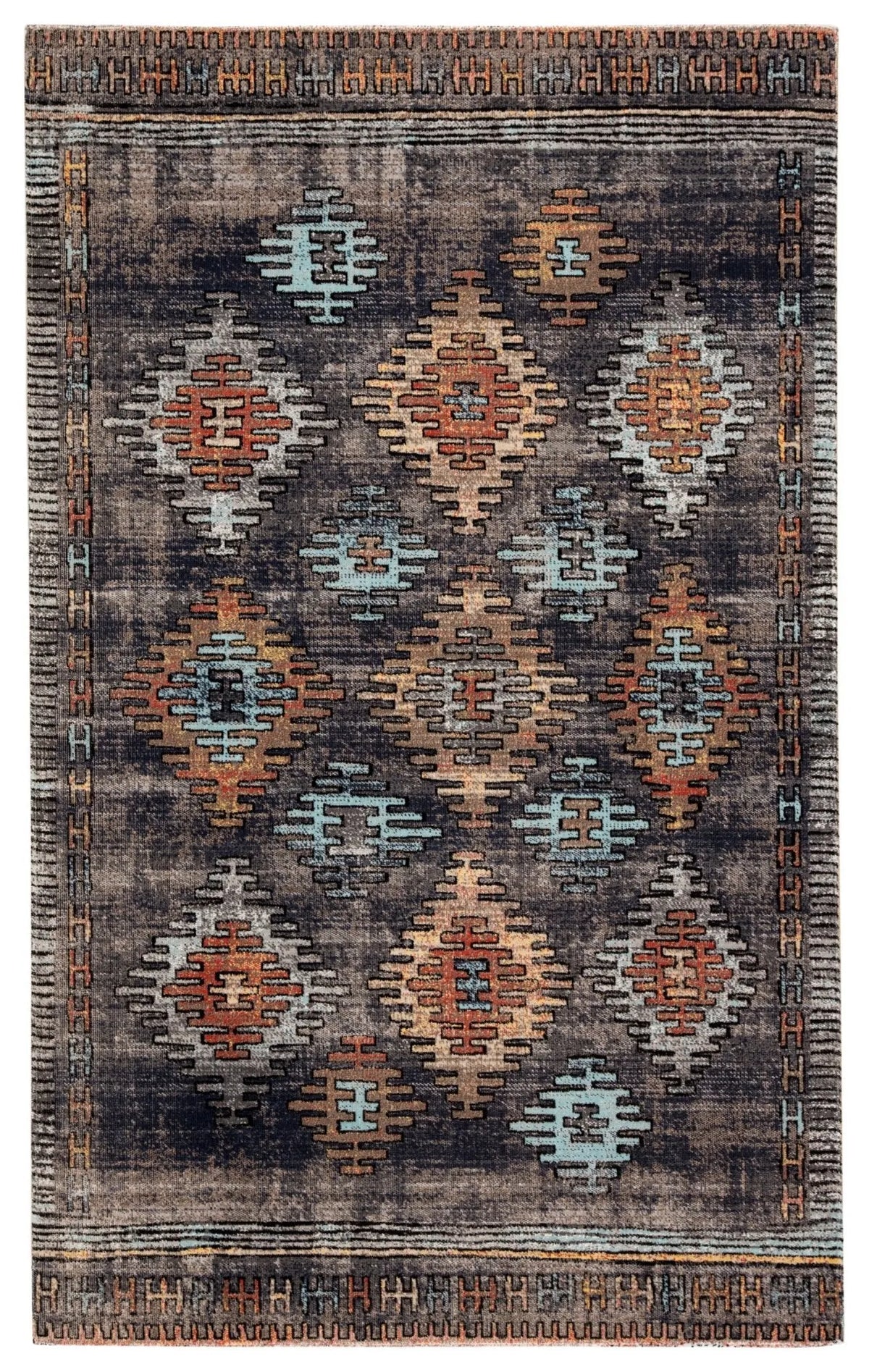 Polaris Pol18 Dez Blue/Orange Rug - Rug & Home