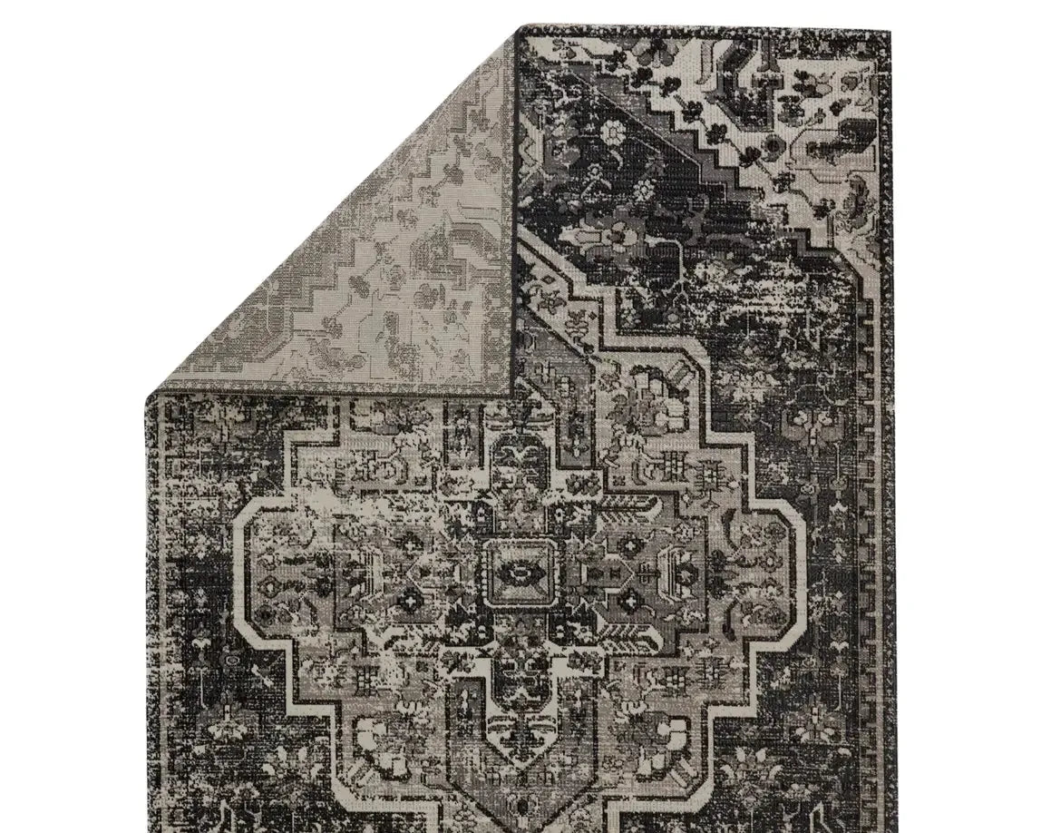 Polaris POL29 Deep Black/Tonal Grey Rug - Rug & Home