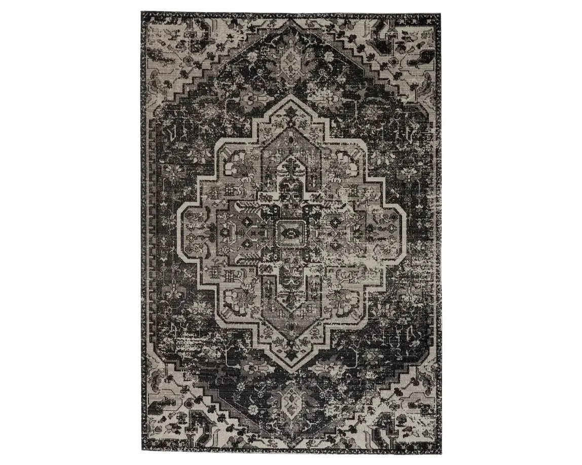 Polaris POL29 Deep Black/Tonal Grey Rug - Rug & Home