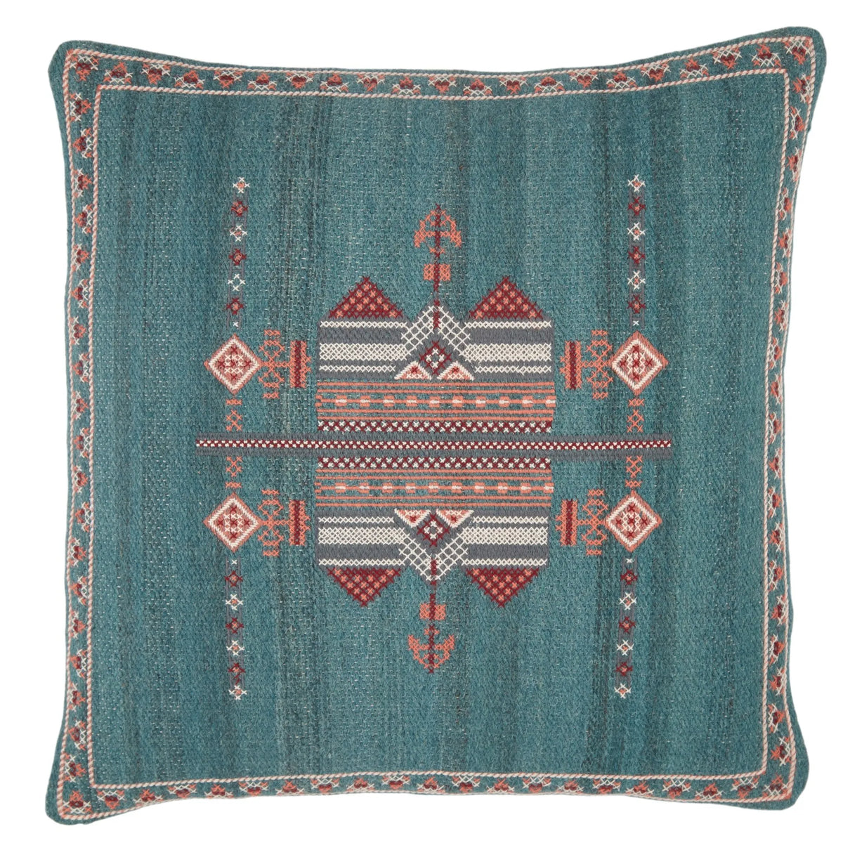 Puebla Pub10 Zaida Teal/Terracotta Pillow - Rug & Home