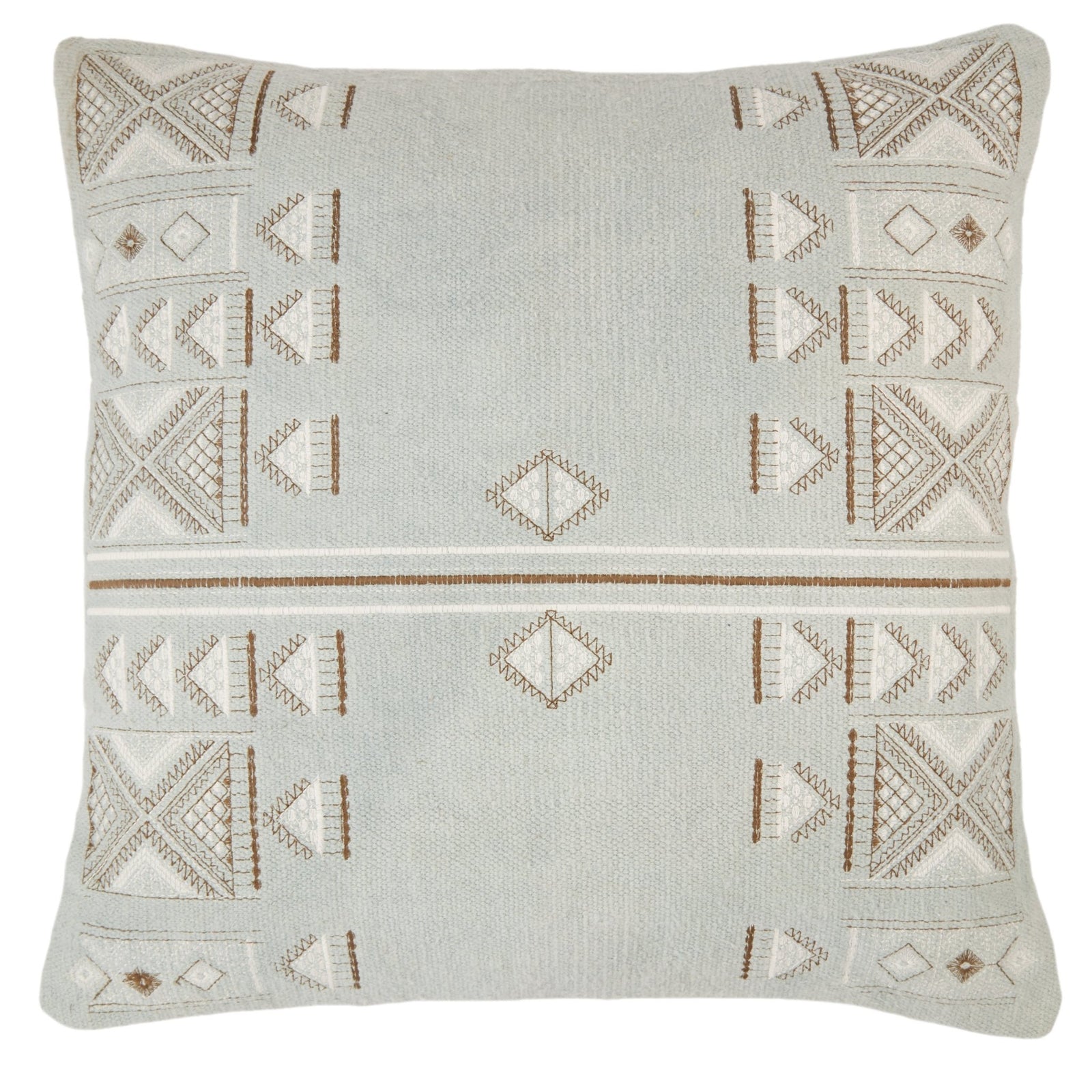 Puebla Pub12 Elina Light Blue/Brown Pillow - Rug & Home